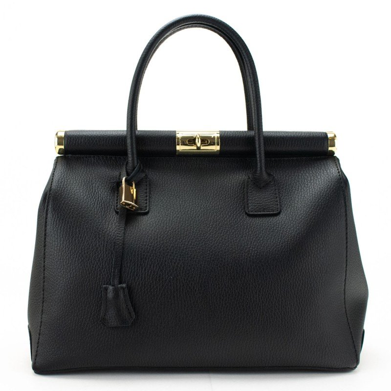 Leather handbag Pregato Classic Black