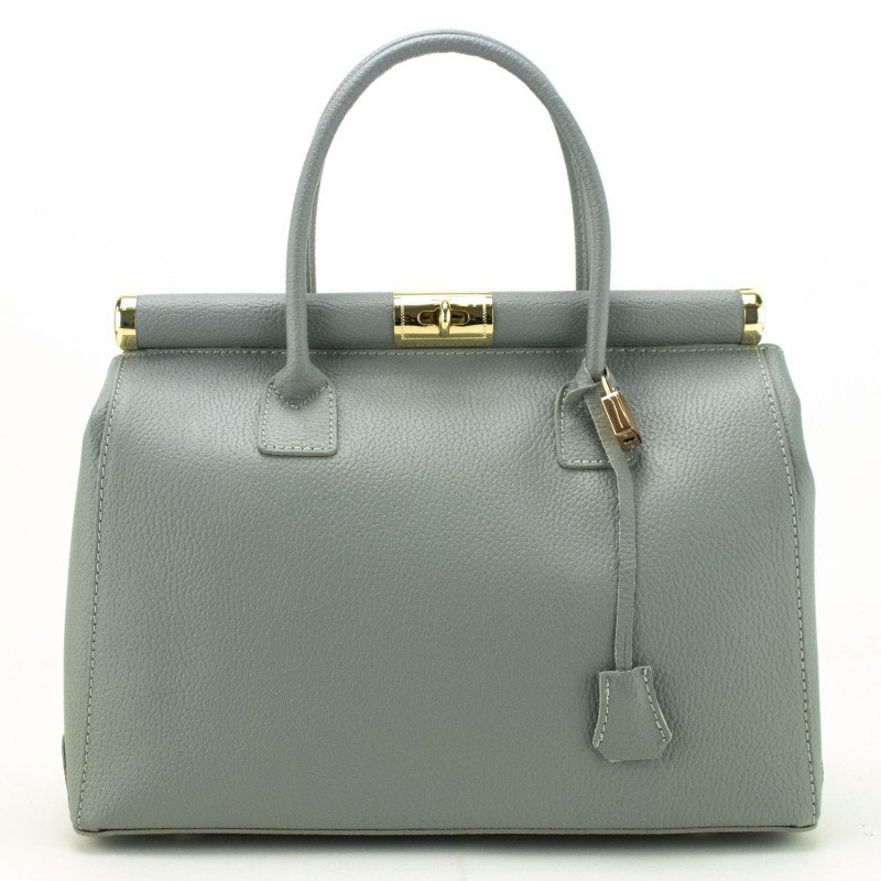 Leather handbag Pregato Classic Gray