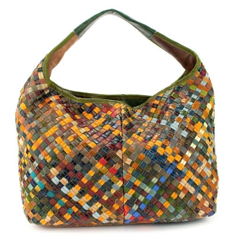 Pregato Mosaic Leather Hobo Bag with...