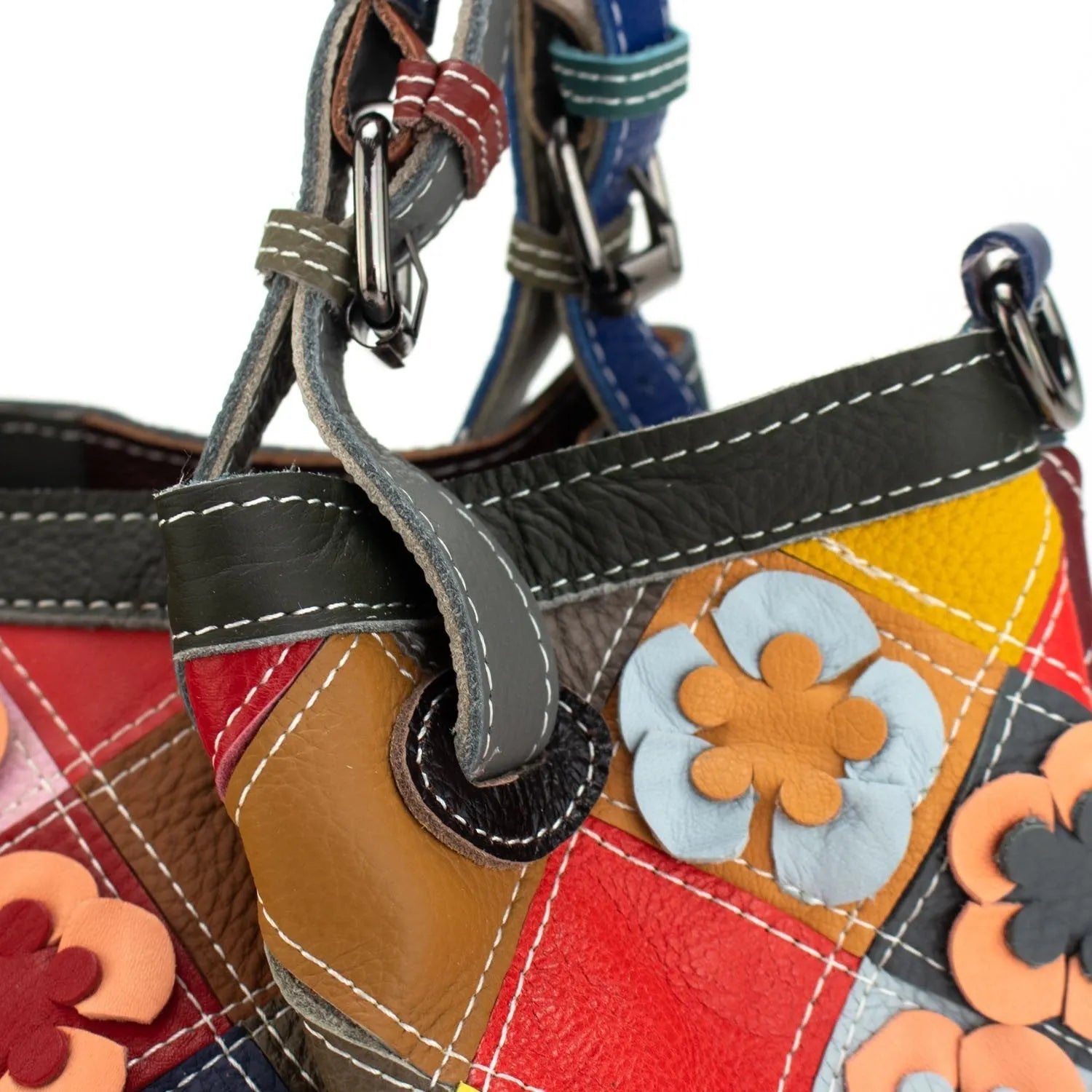 Bolso hobo de Piel Pregato Mosaic Flowers