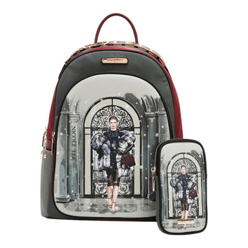 Mochila grande USB Nicole Lee Moda SnowFlake con portatodo