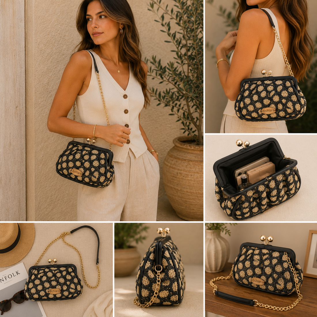 Bolso clutch Alchiara Selene Negro