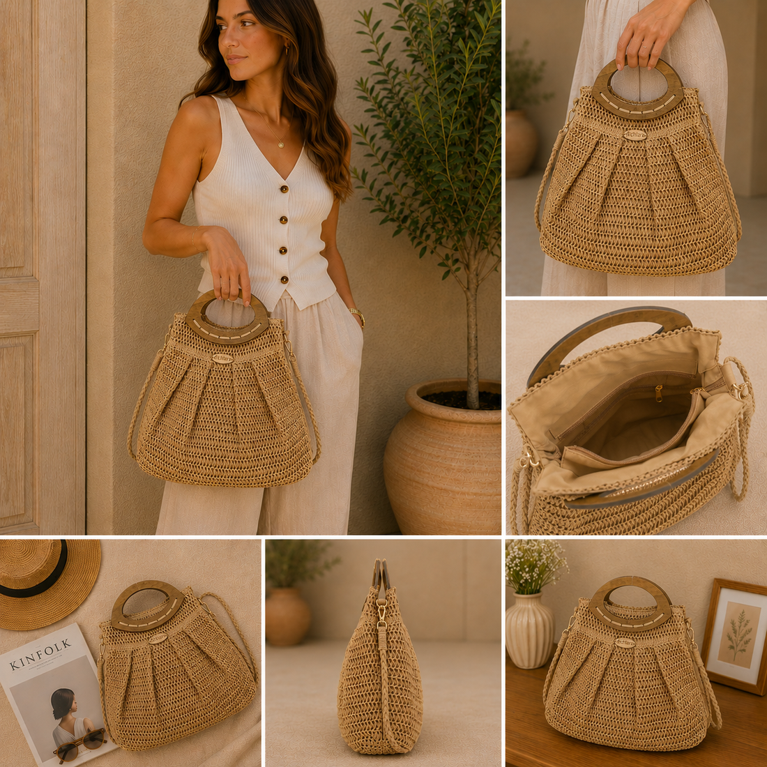 Bolso asa Alchiara Gaia Natural