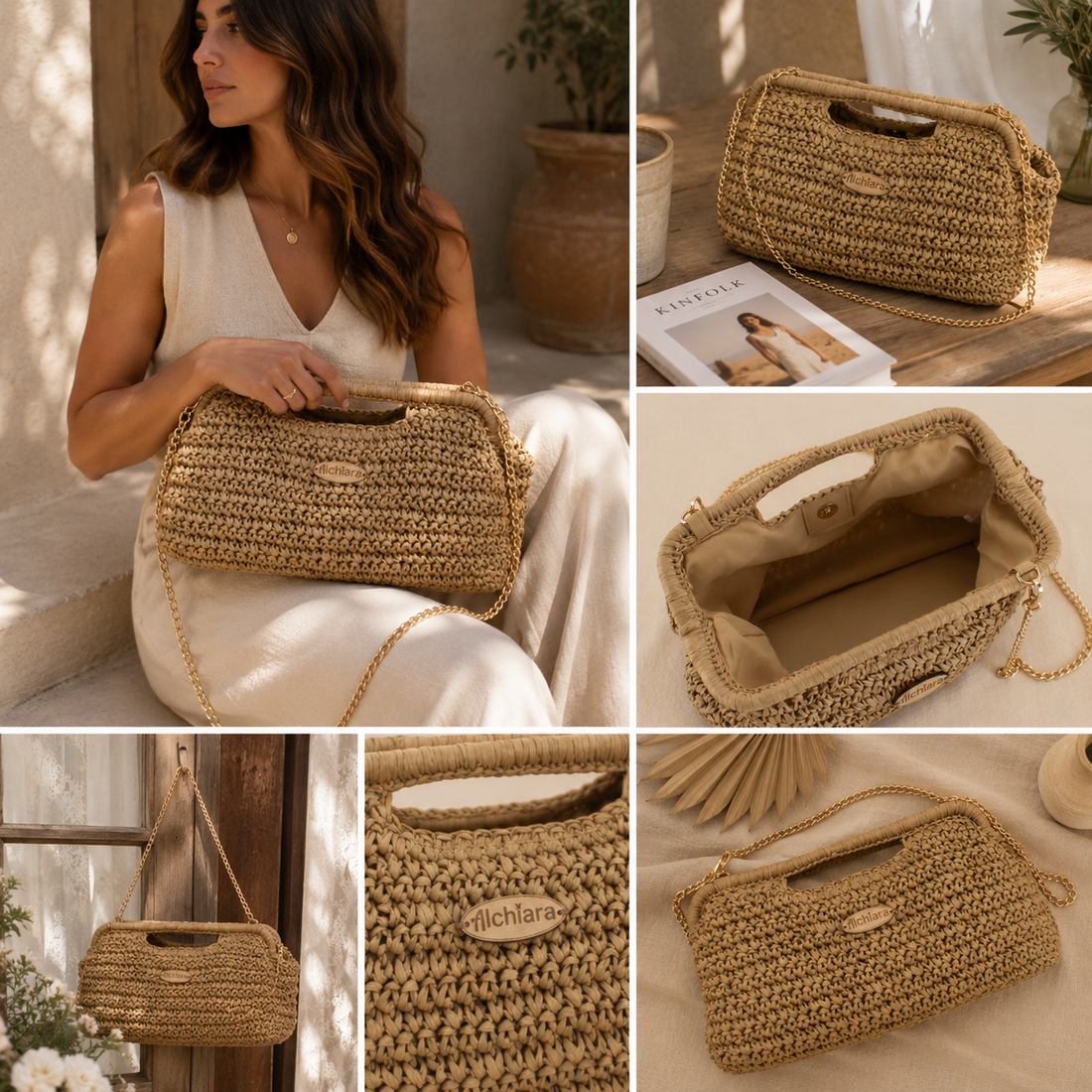 Bolso bandolera clutch Alchiara Brisa Natural