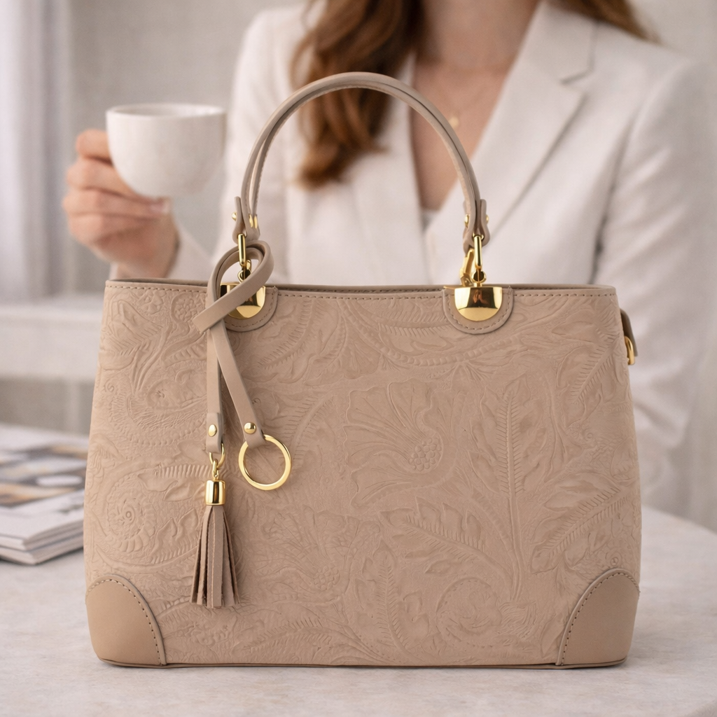 Bolso en piel Pregato Eleganza Grabado Nude