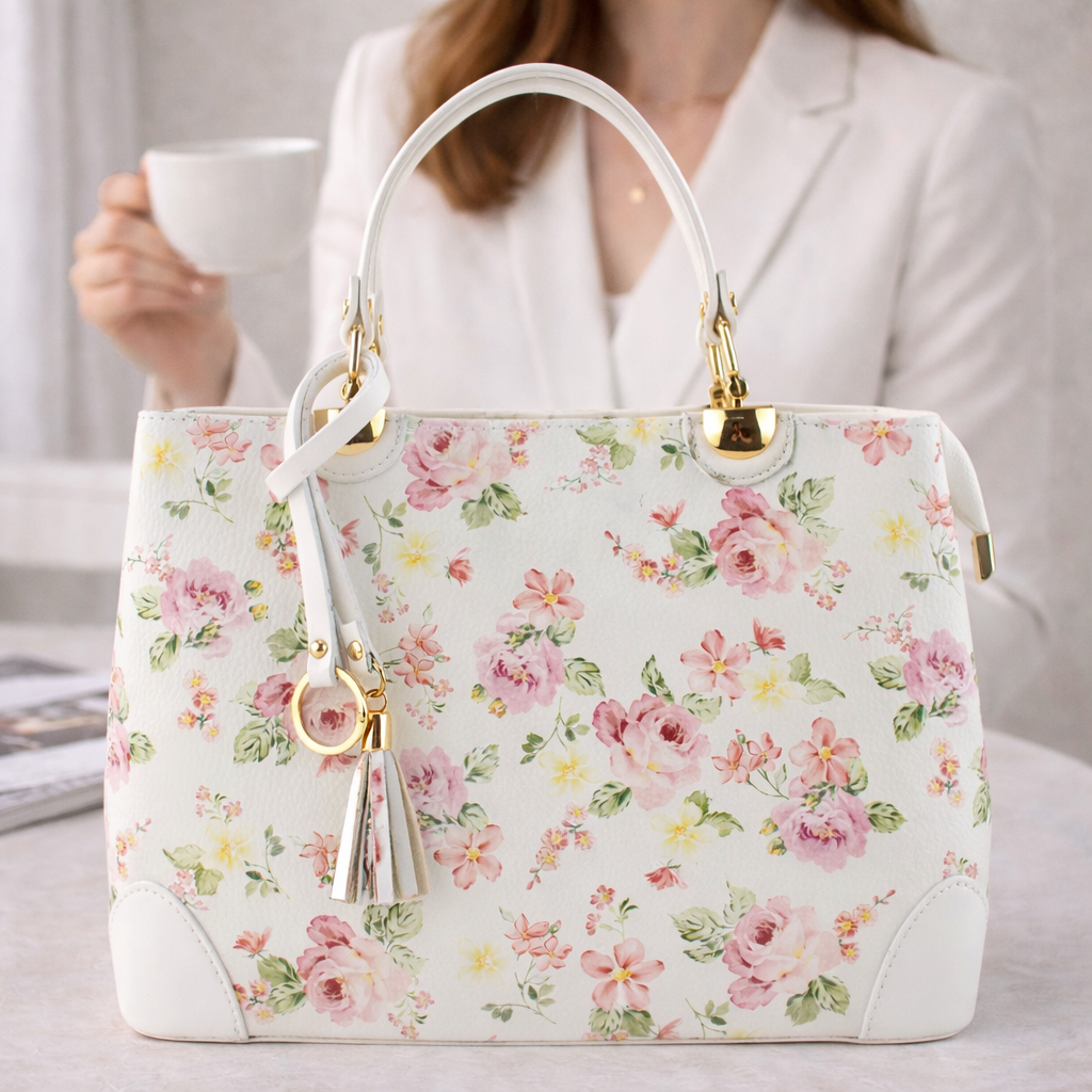 Bolso en piel Pregato Eleganza Flores Rosas - KimondoShop