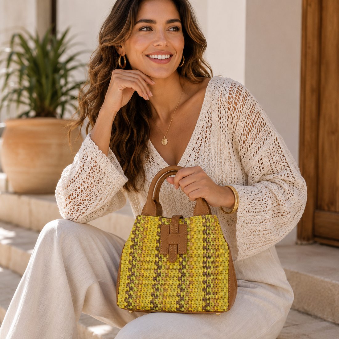 Bolso de mano Pregato Isola Amarillo