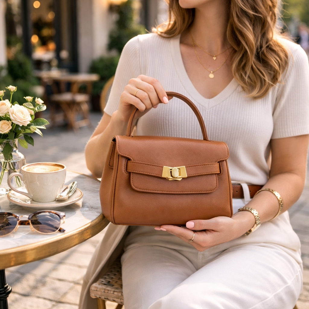 Bolso de mano Pregato Aurelia Cuero