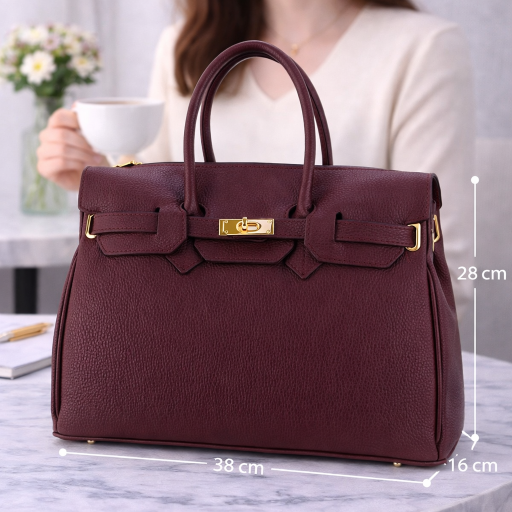 Bolso de Piel Pregato Juliette Burdeos - KimondoShop