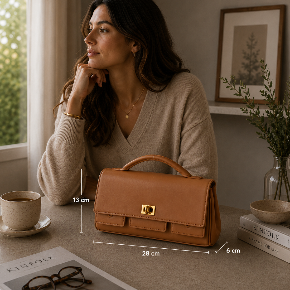 Bolso en piel Pregato Grace Camel