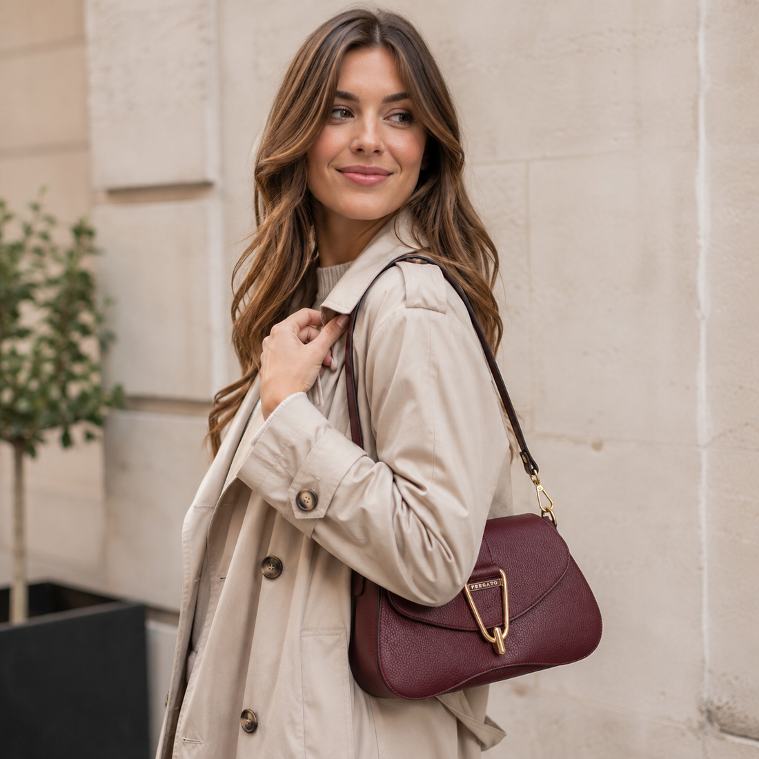 Bolso en Piel Pregato Arezzo Burdeos