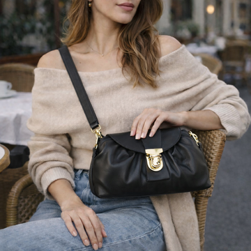 Bolso en Piel Pregato Dolce Negro