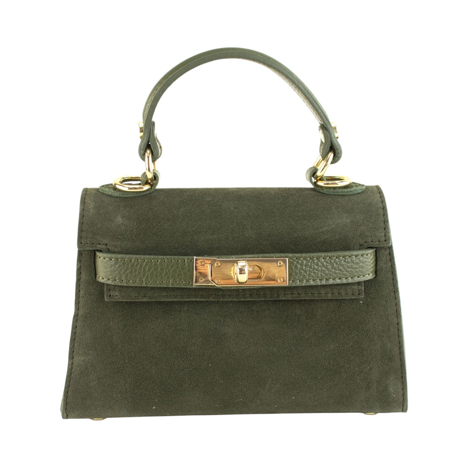 Bolso en Piel Pregato mini Latenza Ante Verde Oliva