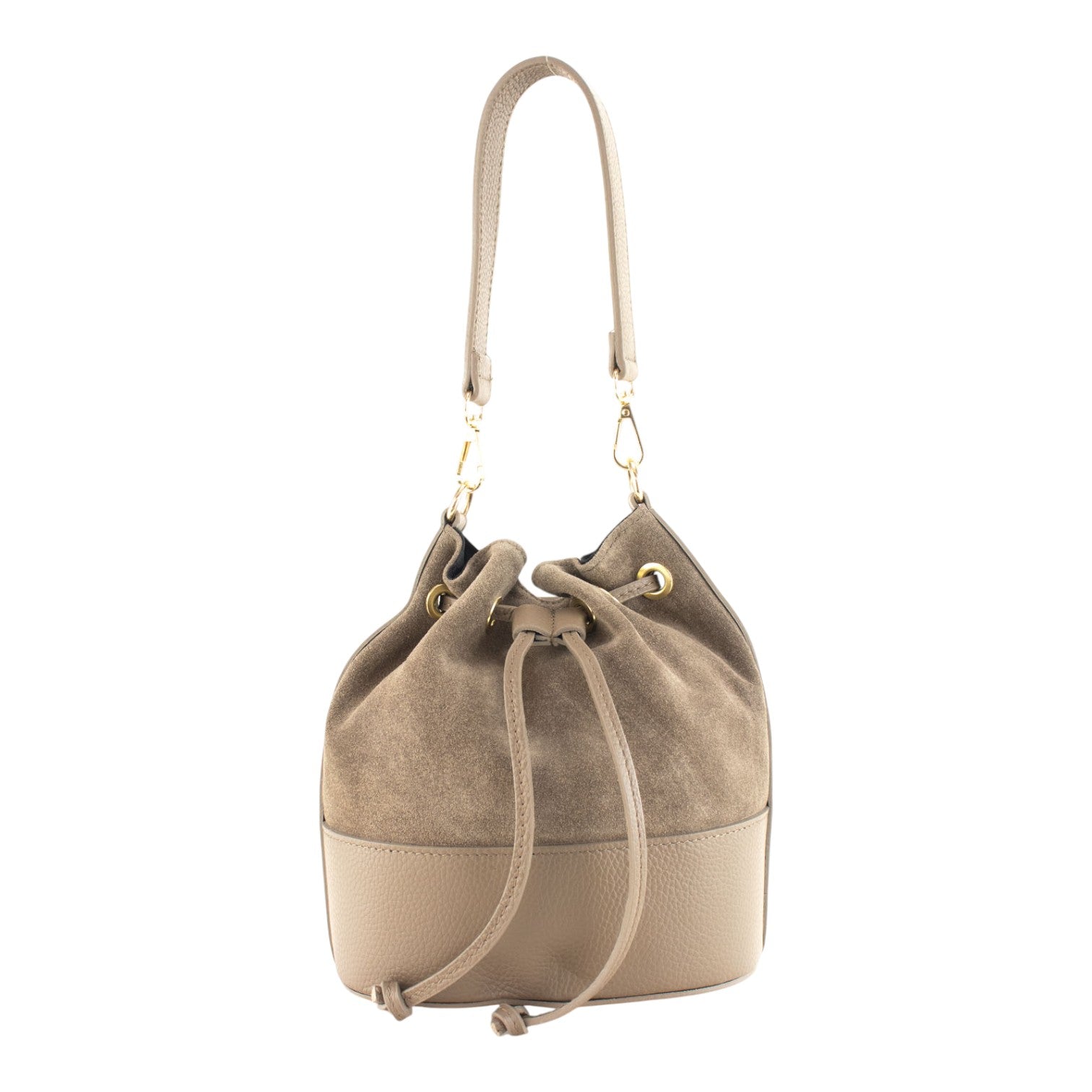 Bolso bombonera en Piel Pregato Ayra Ante Taupe