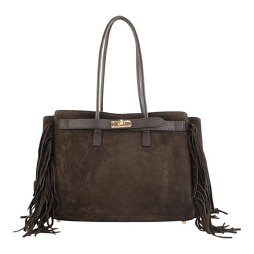 Bolso de Piel Pregato Roma Chocolate flecos