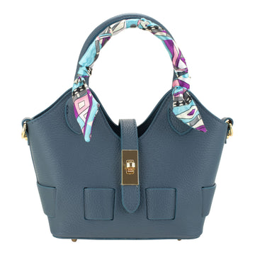 Bolso en Piel Pregato Piccolo tape Azul Jeans
