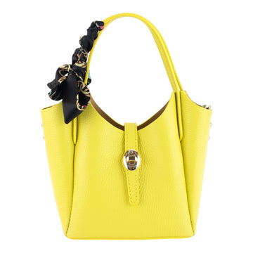 Bolso de Piel Pregato Carina Amarillo limón
