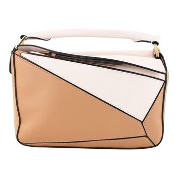 Bolso de Piel Pregato Modena Camel Blanco Bicolor