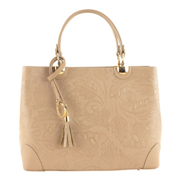 Bolso en piel Pregato Eleganza Grabado Taupe claro