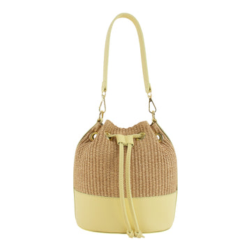 Bolso bucket en piel Pregato Zafira Mantequilla