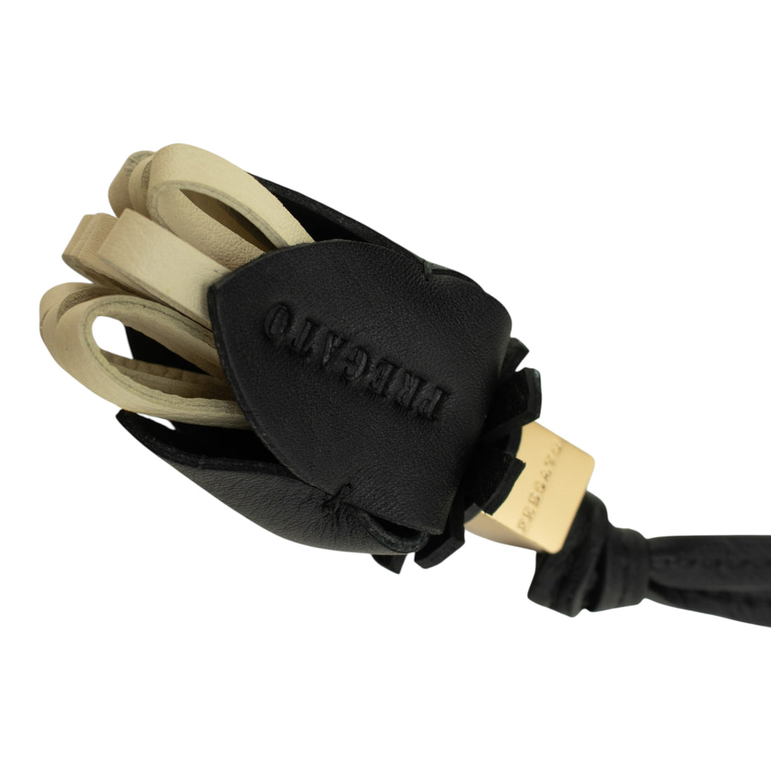 Charm para bolso Pregato Flor bicolor Negro y Beige