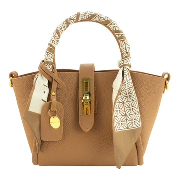 Bolso de mano de piel Pregato Vittoria Camel
