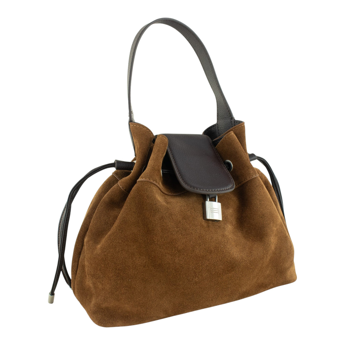 Bolso de mano de piel y serraje Pregato Tosca Cuero