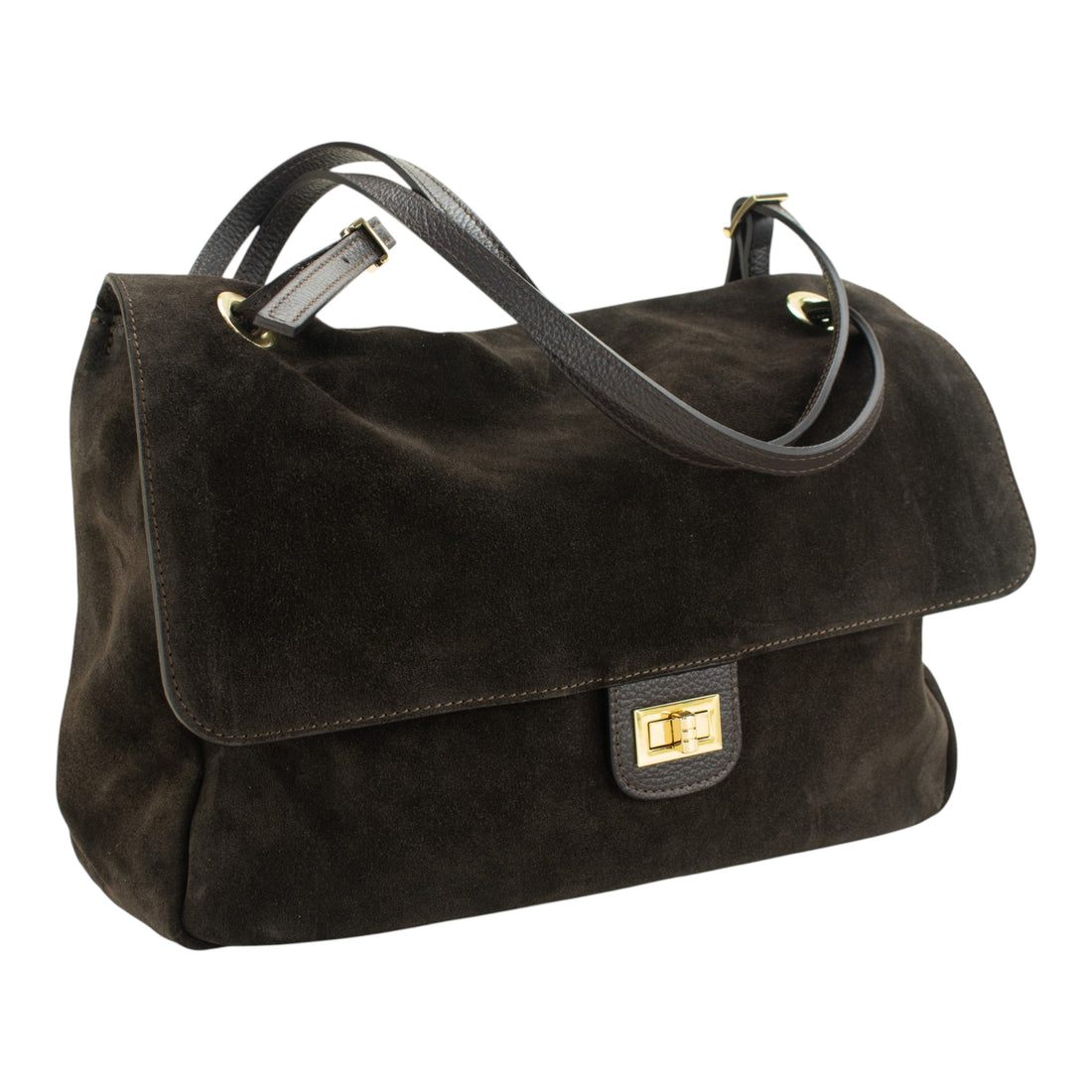 Maxi Bolso de piel Pregato Flat Bag Ravenna Ante Chocolate