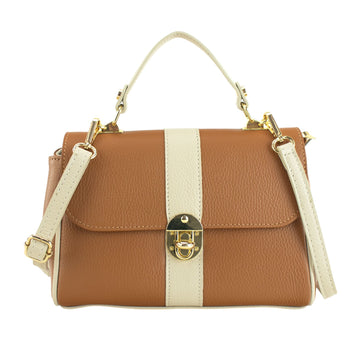 Bolso de Piel Pregato Idillio Bicolor Camel Beige