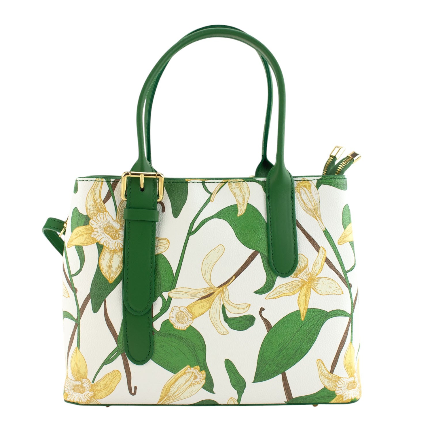 Bolso de mano Piel Pregato Serena Flores Verdes