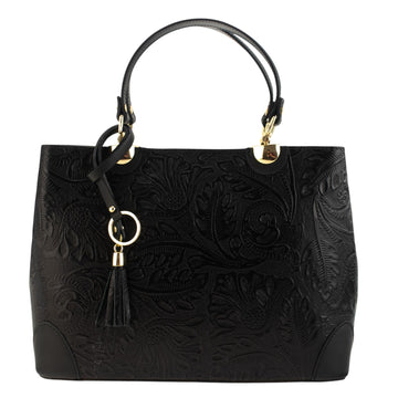 Bolso en piel Pregato Eleganza Grabado Negro