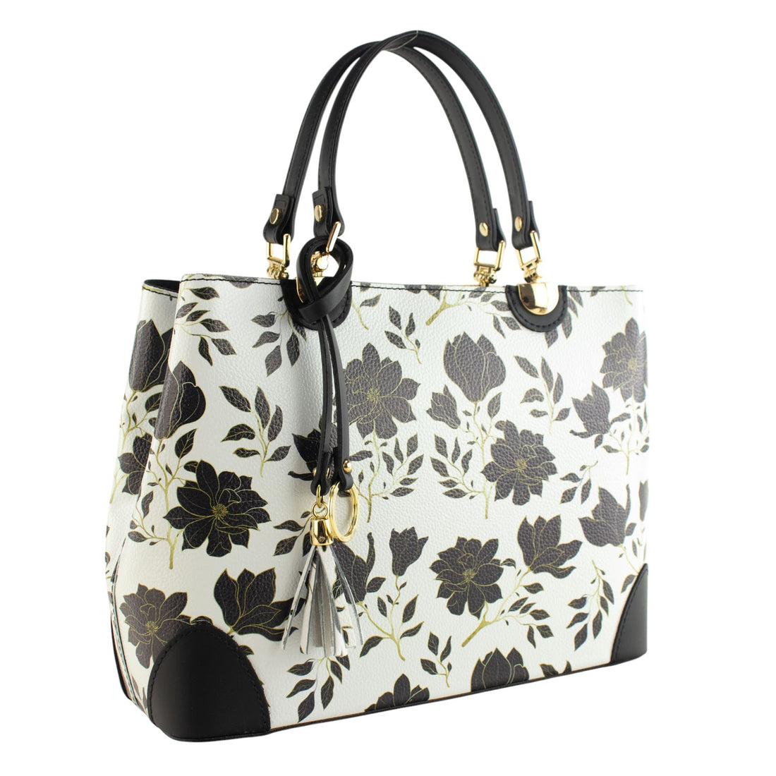 Pregato Eleganza Fiori Neri Ledertasche