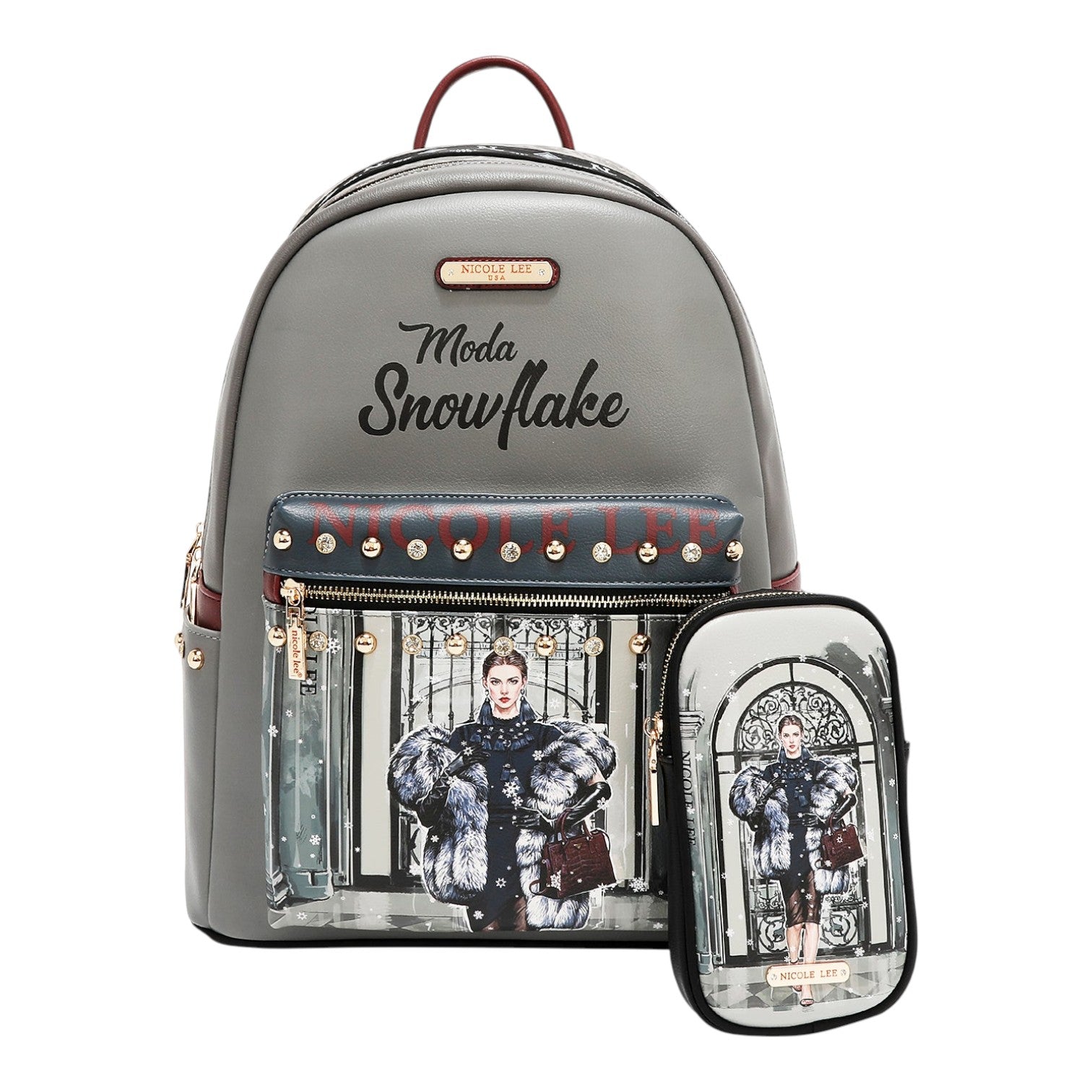 Mochila grande USB Nicole Lee Moda SnowFlake