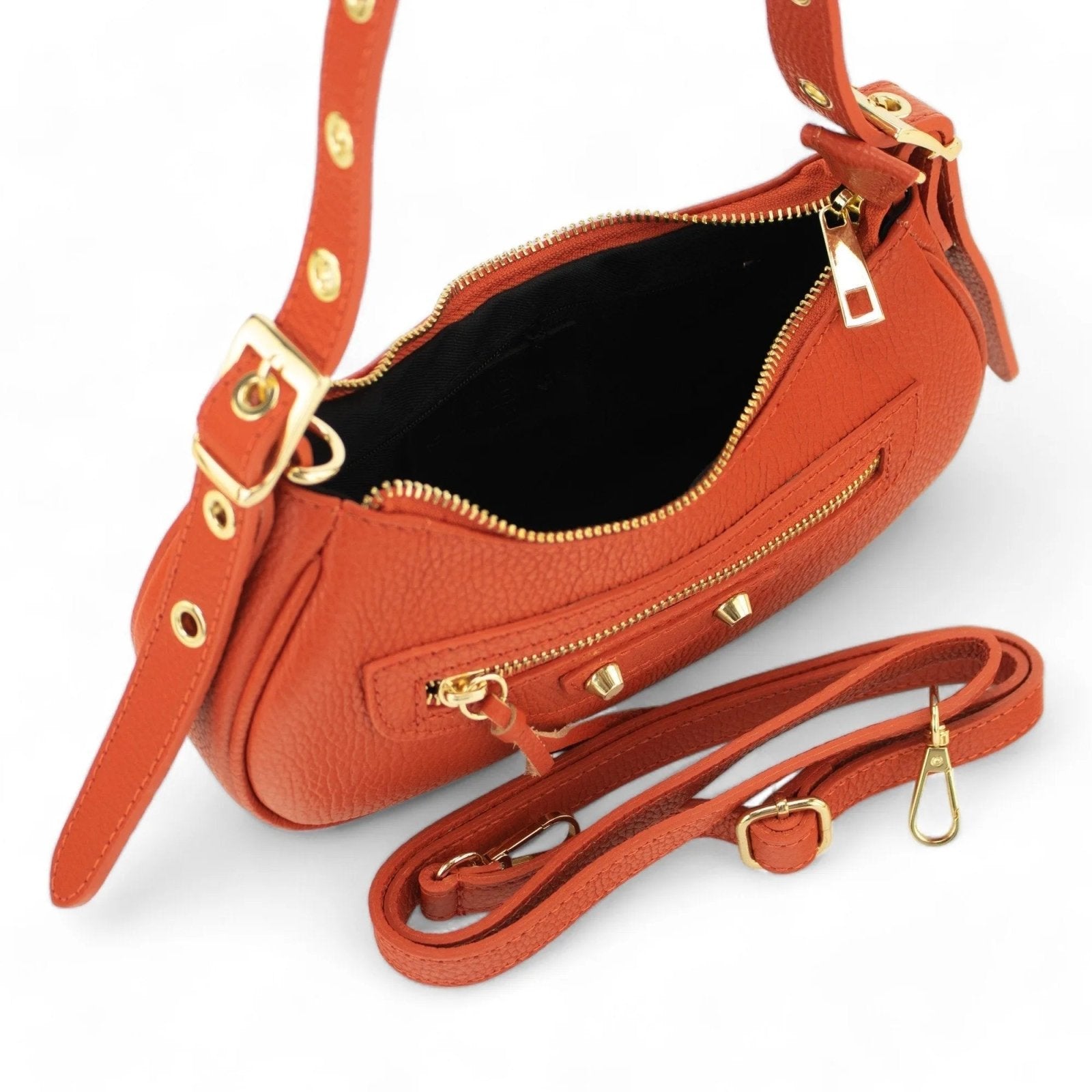 Bandolera en Piel Pregato Gioia Naranja - KimondoShop