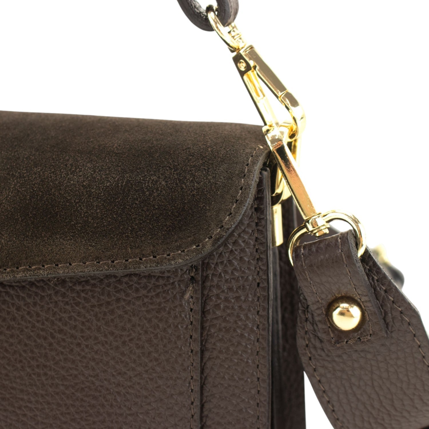 Bandolera Piel Pregato Fíbula Ante Chocolate - KimondoShop