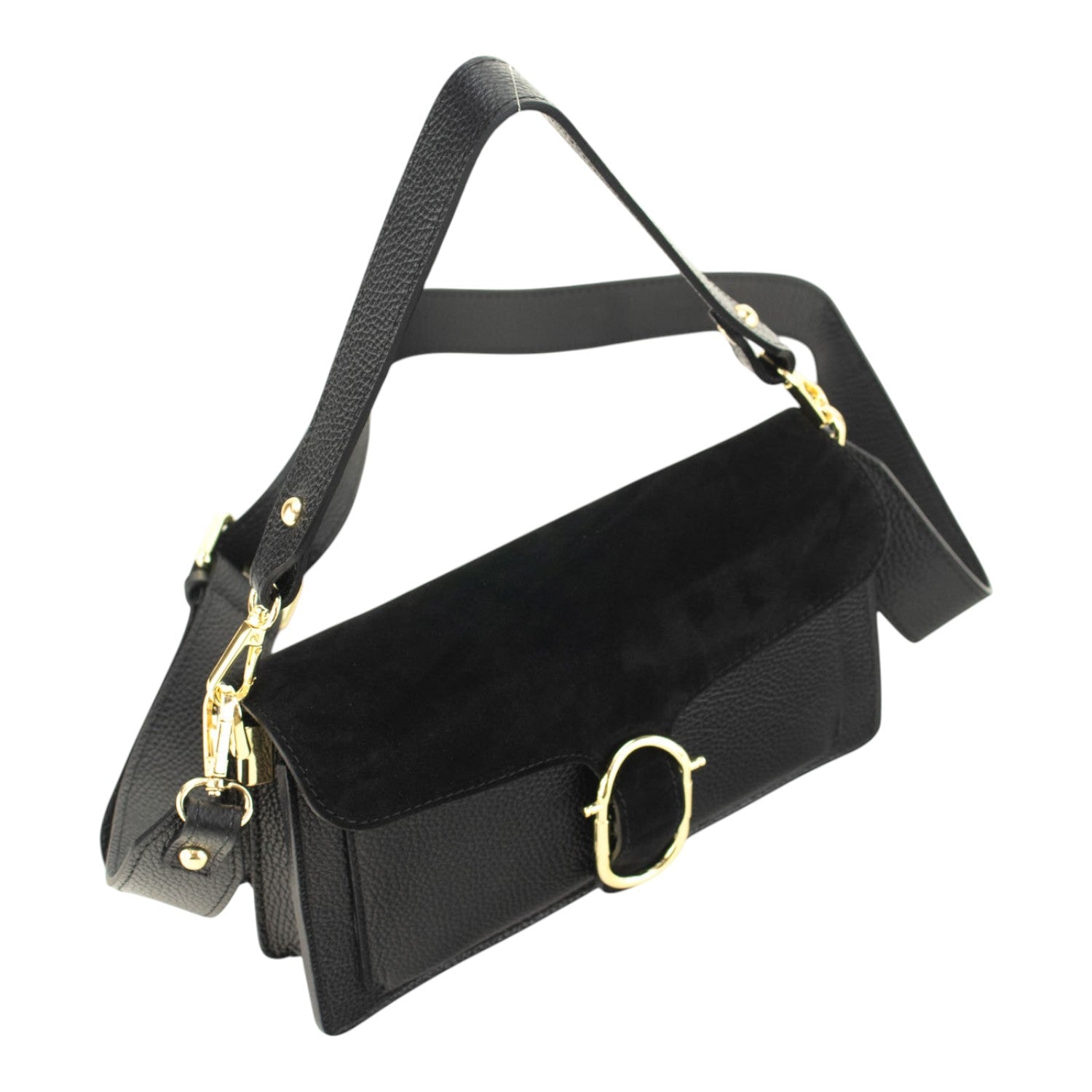 Bandolera Piel Pregato Fíbula Ante Negro - KimondoShop