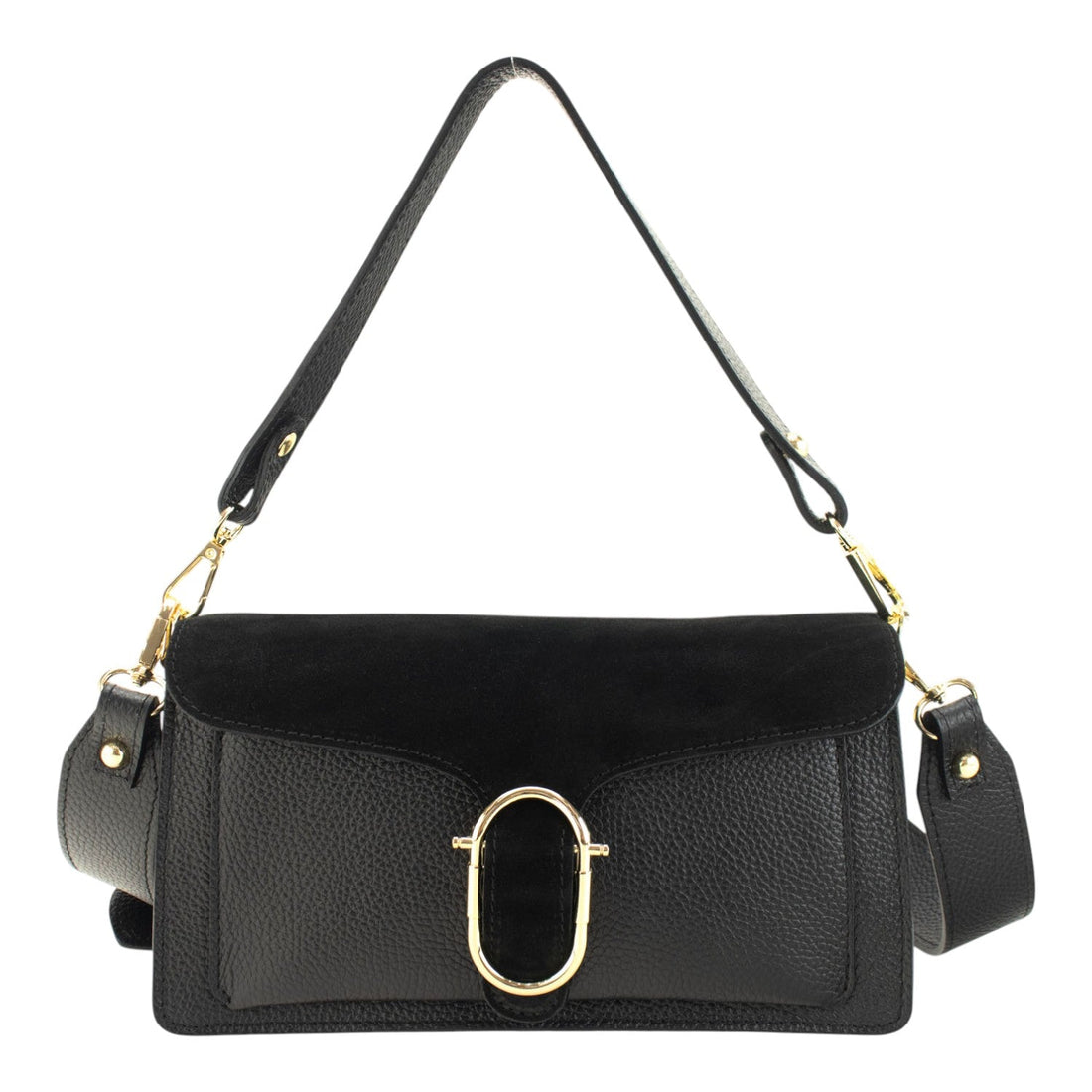 Bandolera Piel Pregato Fíbula Ante Negro - KimondoShop