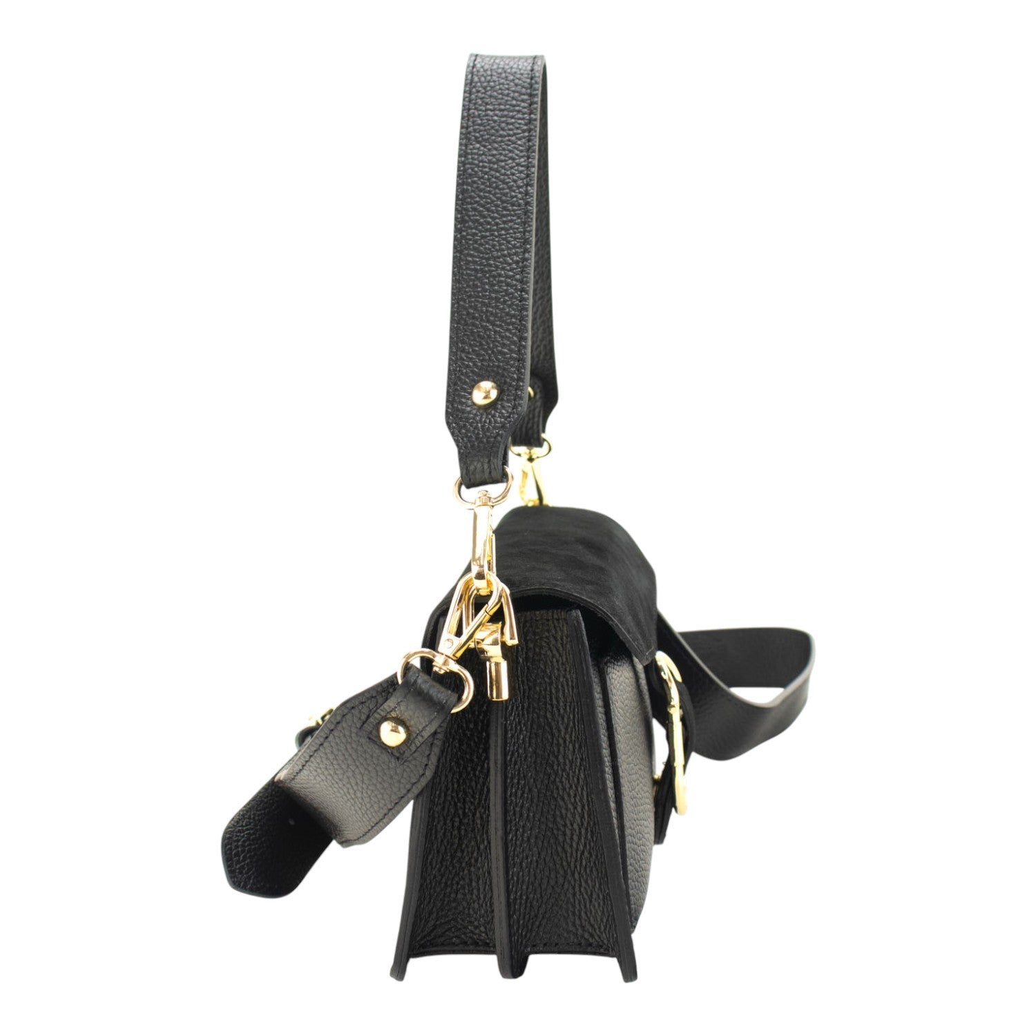 Bandolera Piel Pregato Fíbula Ante Negro - KimondoShop