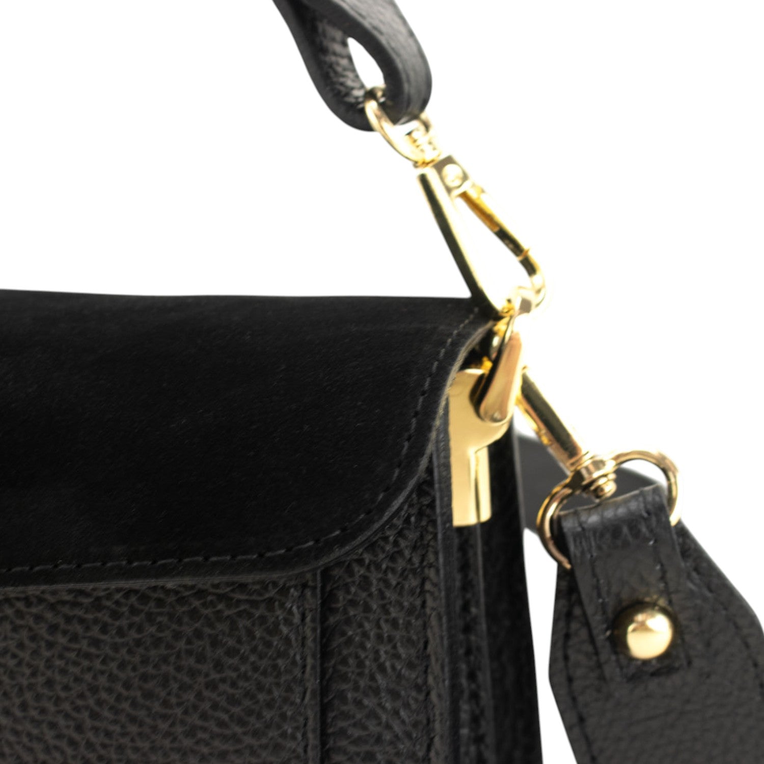 Bandolera Piel Pregato Fíbula Ante Negro - KimondoShop