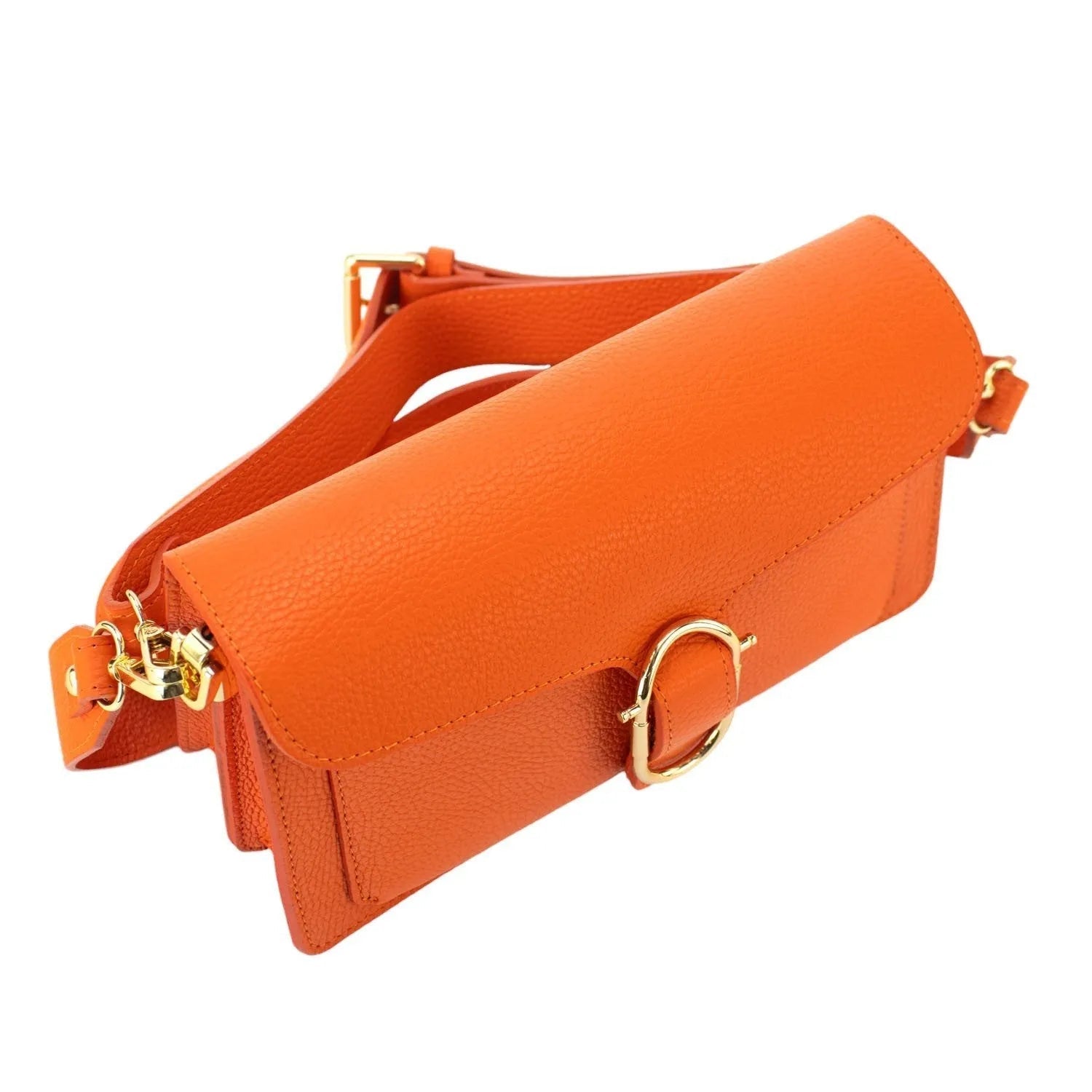 Bandolera Piel Pregato Fíbula Naranja - KimondoShop