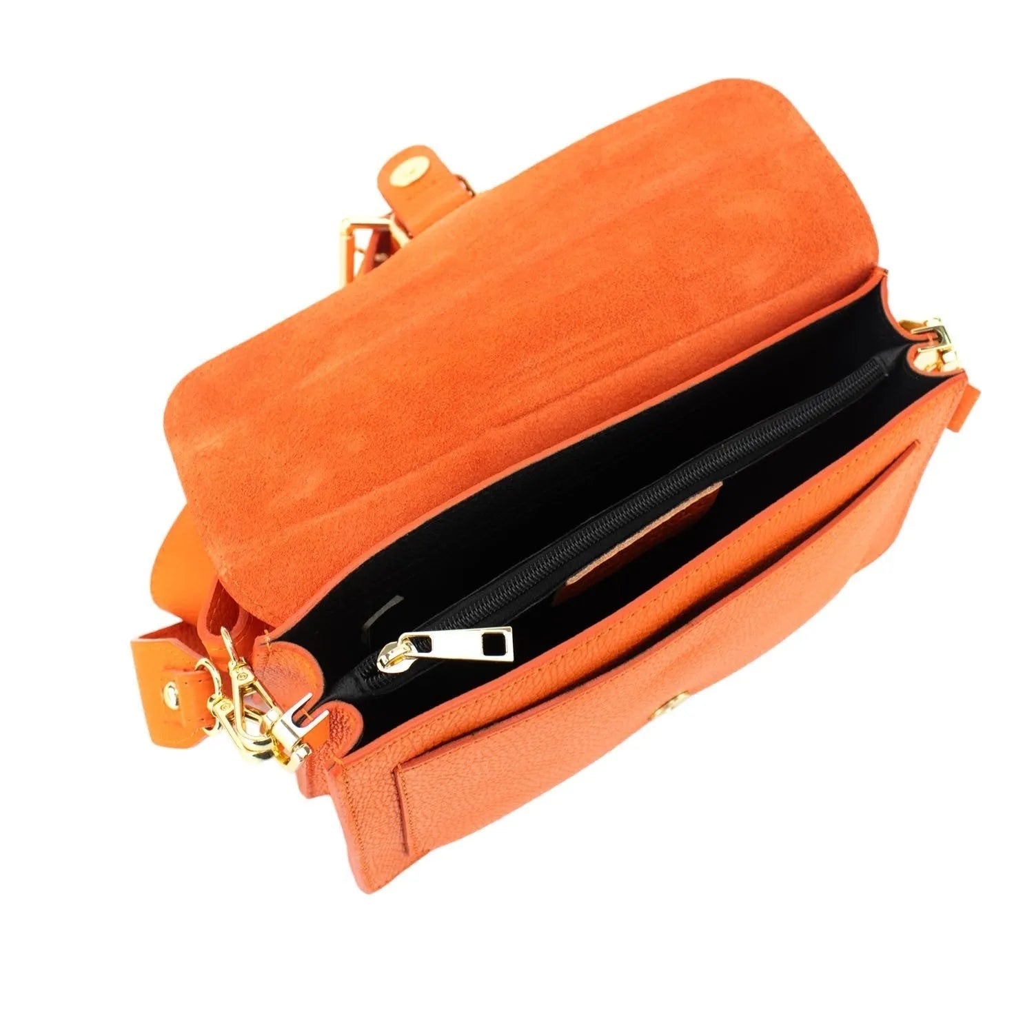 Bandolera Piel Pregato Fíbula Naranja - KimondoShop