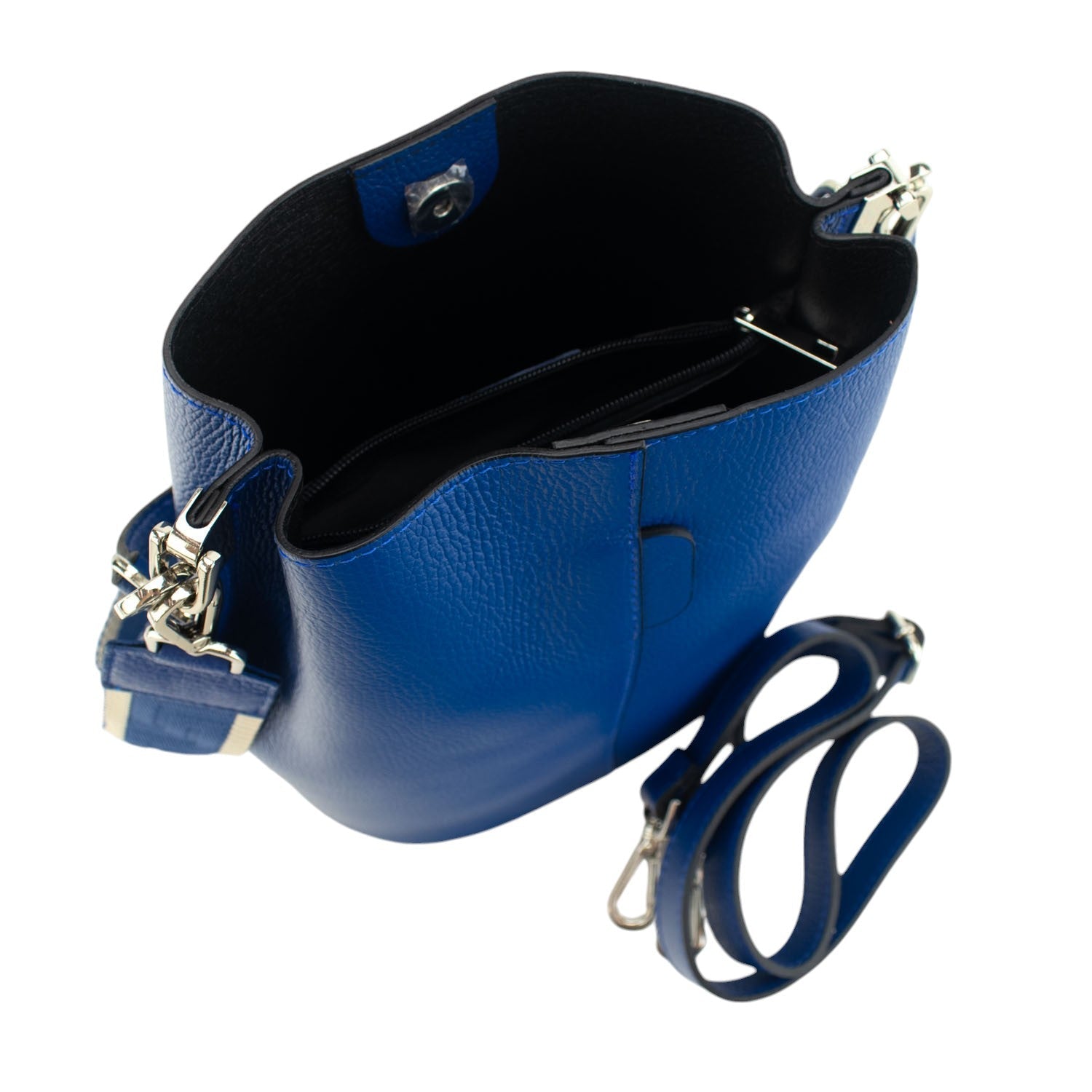 Bandolera Piel Pregato Secchio Azul eléctrico - KimondoShop