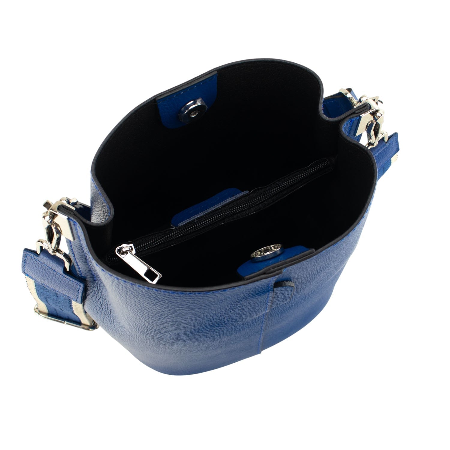 Bandolera Piel Pregato Secchio Azul eléctrico - KimondoShop