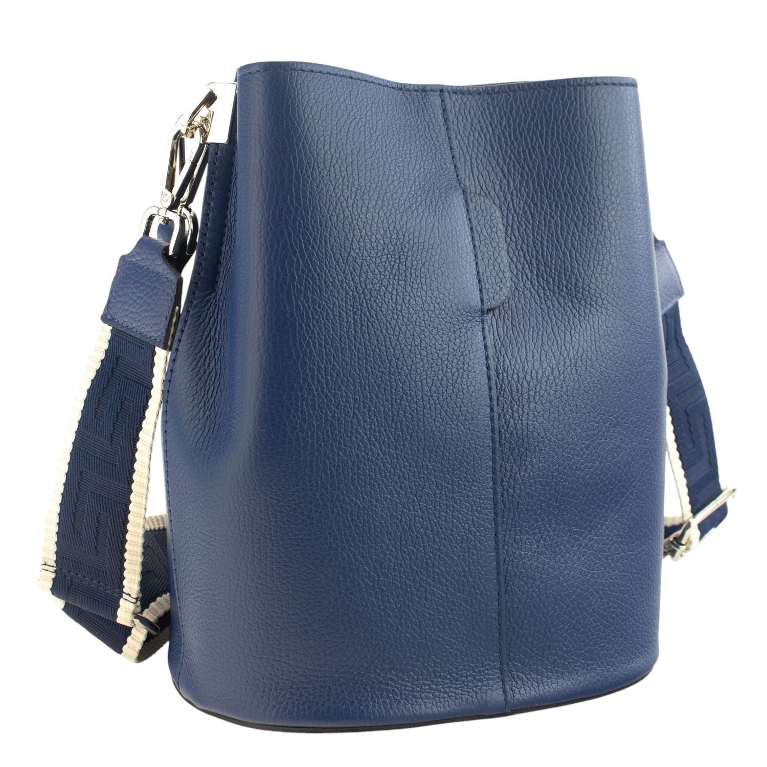 Bandolera Piel Pregato Secchio Azul marino medio cinta lisa - KimondoShop