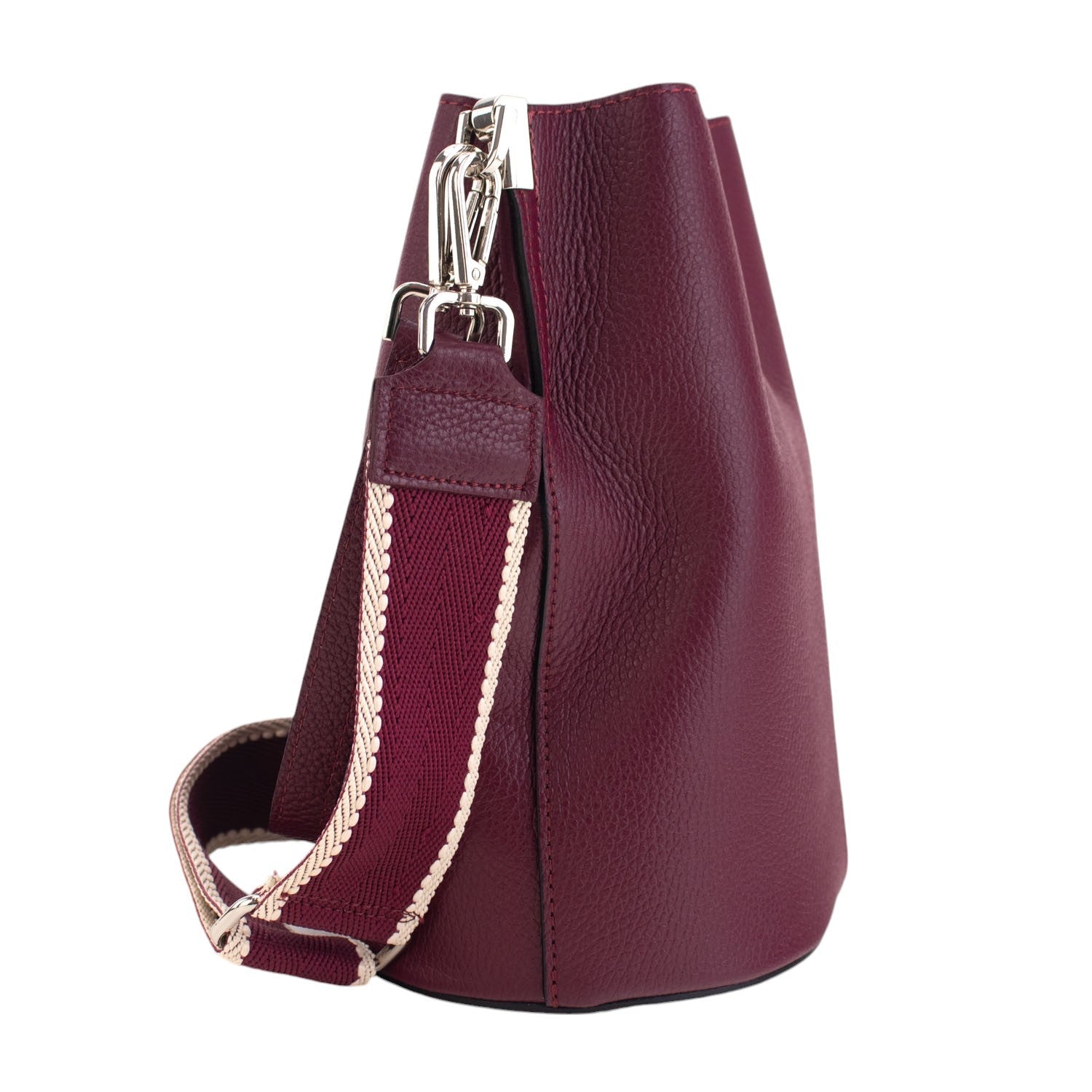 Bandolera Piel Pregato Secchio Burdeos cinta lisa - KimondoShop