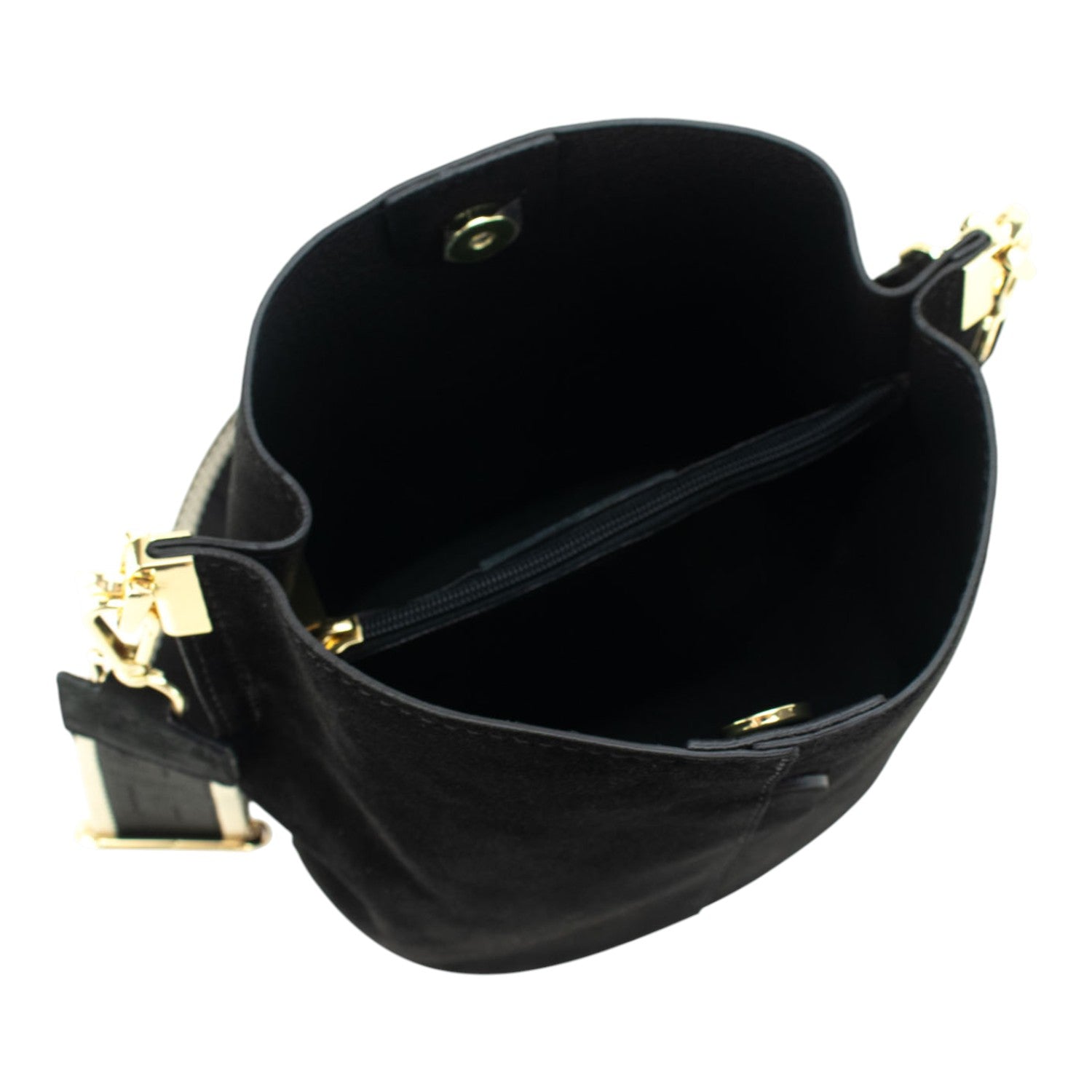 Bandolera Piel Pregato Secchio Peach Negro - KimondoShop