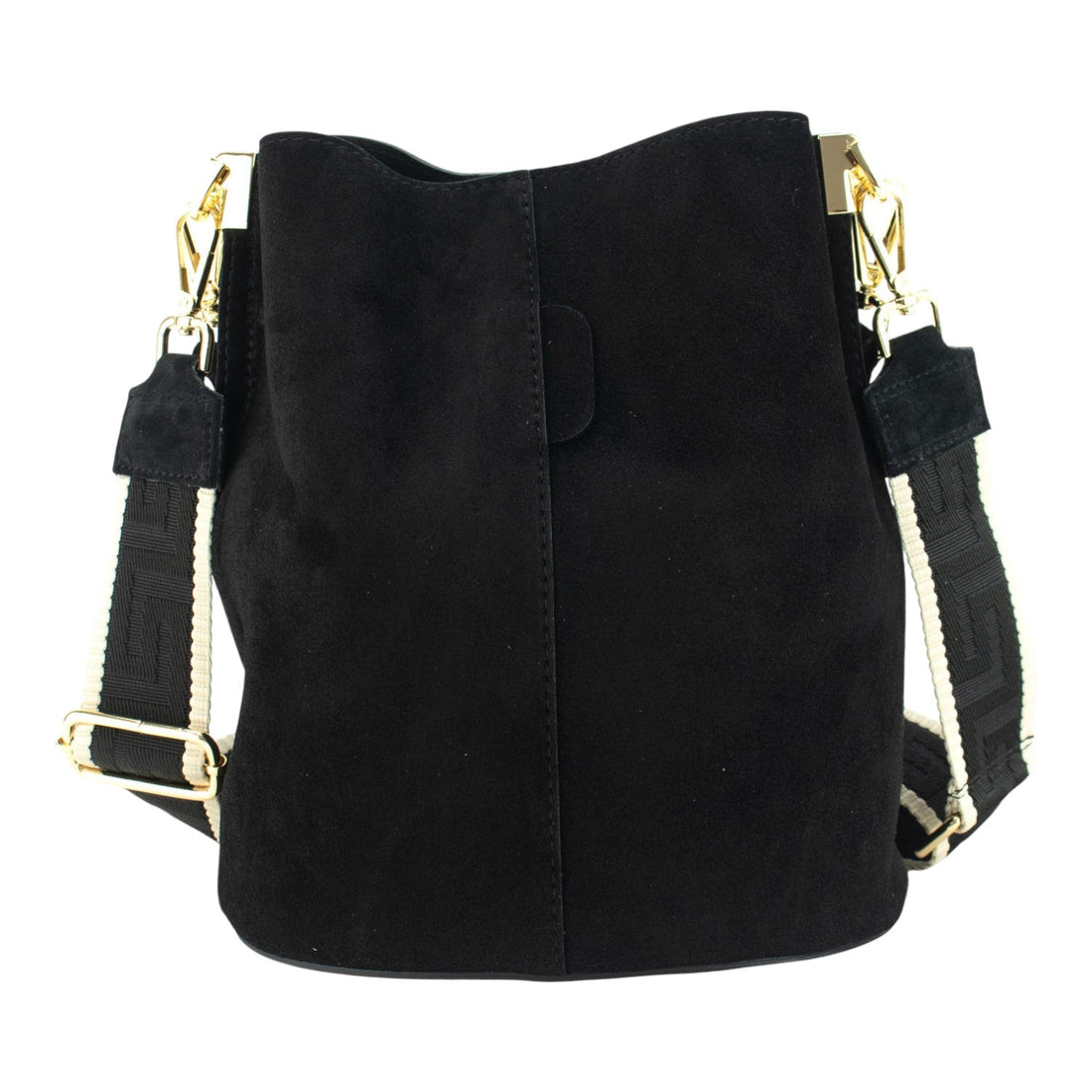 Bandolera Piel Pregato Secchio Peach Negro - KimondoShop