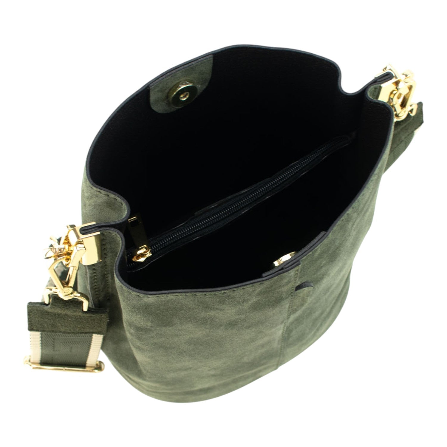 Bandolera Piel Pregato Secchio Peach Verde - KimondoShop