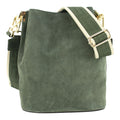 Bandolera Piel Pregato Secchio Peach Verde - KimondoShop