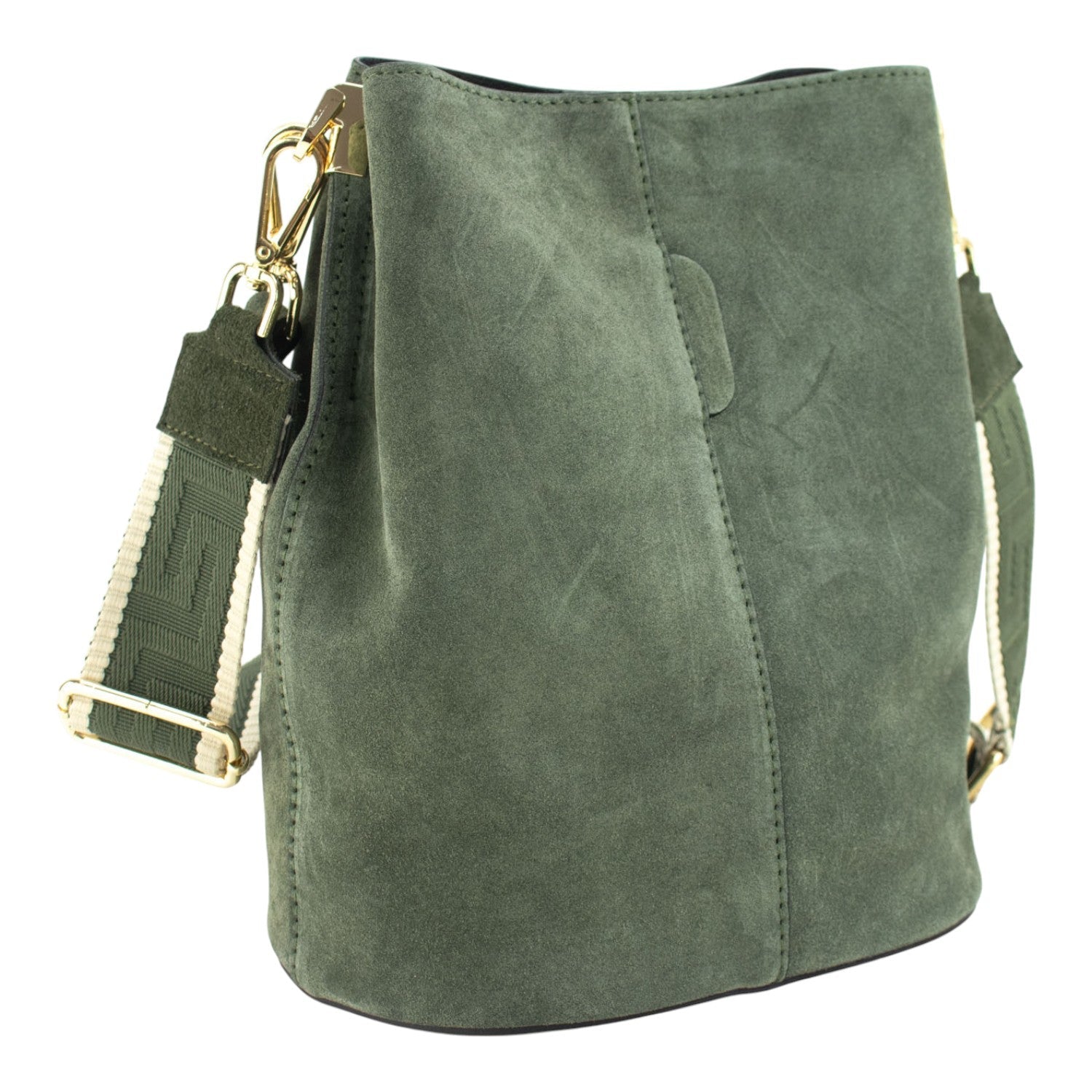 Bandolera Piel Pregato Secchio Peach Verde - KimondoShop